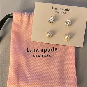 Kate Spade Gold and White Stud Earrings